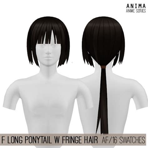 Ts4 F Long Ponytail W Fringe Hair Sims 4 Anime Sims 4 Sims