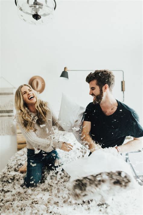 Youll Want To Recreate This Super Cute Pillow Fight Newlywed Shoot Image By Peyton Rainey