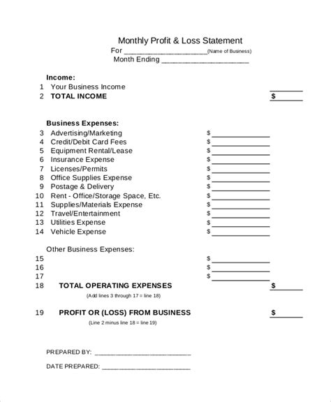 Free 14 Sample Profit And Loss Statement Templates In Pdf Excel Ms