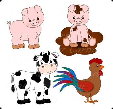 Farm animals farm clip art cute animals barnfruit trees | Etsy | Baby farm animals, Cute animals ...