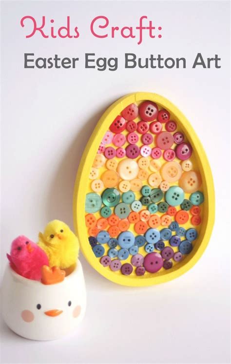 Kids Craft Easter Egg Button Art Crafts For Kids Easter Crafts For