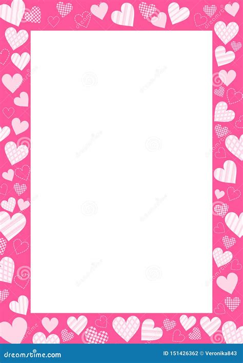 Pink Heart Frame Valentine Border Clipart Vector Illustration Stock