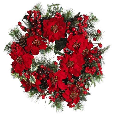 24 Poinsettia Wreath Artificial Christmas Wreaths Poinsettia Wreath