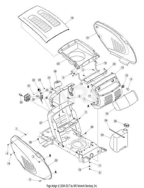 Troy Bilt 13an779g766 Pony 2005 Parts Diagram For Hood Assembly
