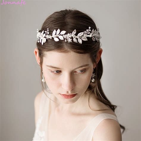 Jonnafe Baroque Gold Silver Color Leaf Headpiece For Women Pearls