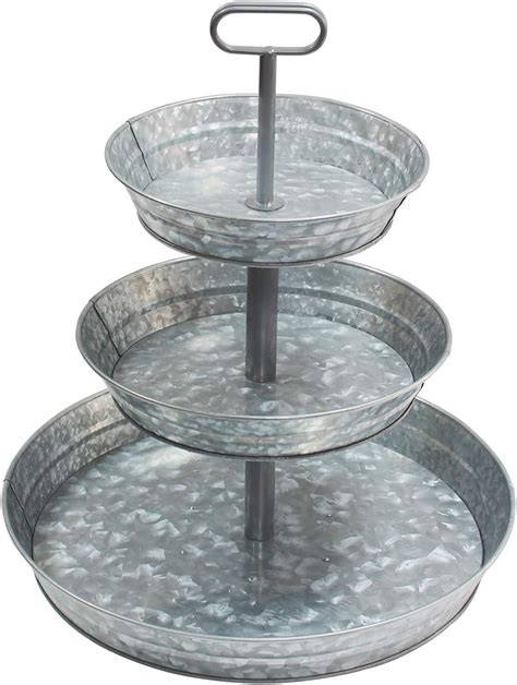 4w 3 Tiered Serving Stand Galvanized Tiered Tray With Handles Rustic
