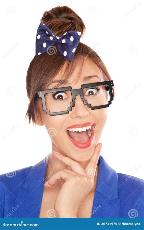 Nerdy Girl Stock Image Image Of Palm Geek Cheerful 30731975