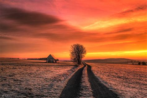 Winter Sunset Hd Wallpaper Background Image 2048x1367