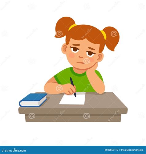 Bored School Girl Stock Vector Illustration Of Homework 86557412