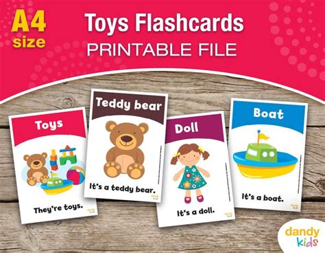 Toys Flashcards A4 Printable Flashcards Set Of 15 Etsy