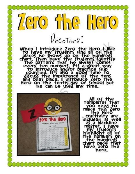 Zero The Hero Math Craftivity Zero The Hero Math Craftivity Math
