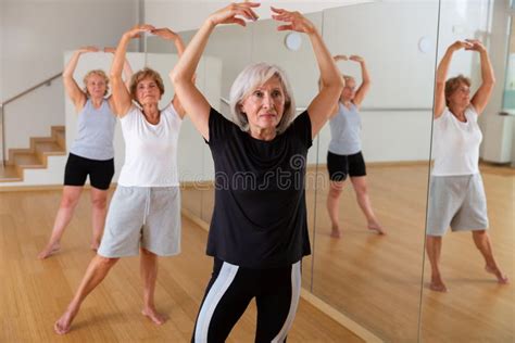 Aged Women Performing Ballet Dance In Fitness Room Stock Image Image Of Dance Movement 273898121