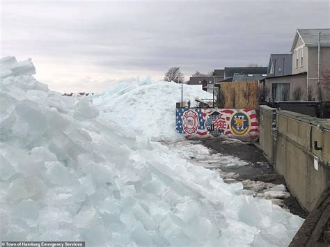 Fierce Winds Blow Blocks Of Ice Off Lake Erie Creating Frozen Barriers