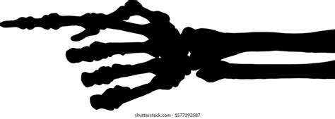 Silhouette Human Hand Skeleton Pointing Index เวกเตอร์สต็อก ปลอดค่า