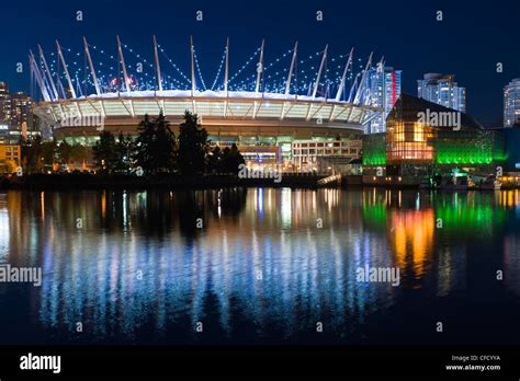City Skyline With New Retractable Roof On Bc Place Stadium False Creek