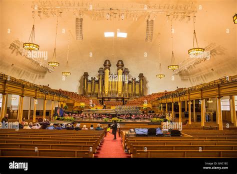 Interior Mormon Temple Of Latter Day Saints In Salt Lake City Utah Usa
