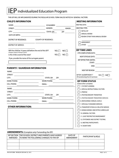 2012 2019 Form Oh Pr 07 Iep Fill Online Printable Fillable Intended