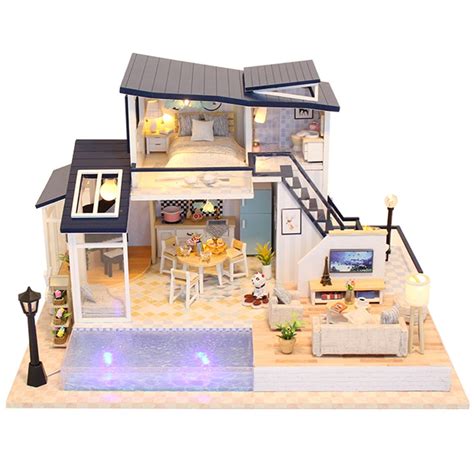 Cutebee Diy Doll House Wooden Doll Houses Miniature Dollhouse Furniture