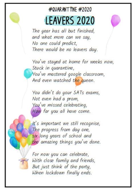 Junior Leavers Card With Poem Year 6 Graduation Leaving Etsy