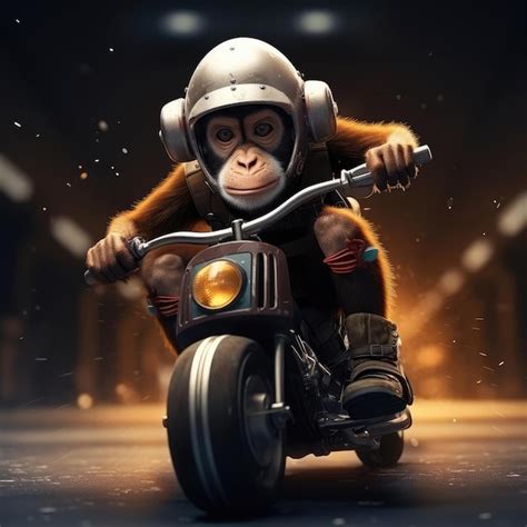 Premium Ai Image Monkey Riding A Motorcycle