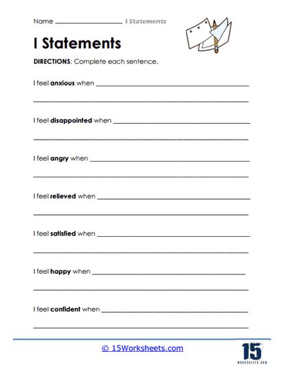 I Statements Worksheets 15