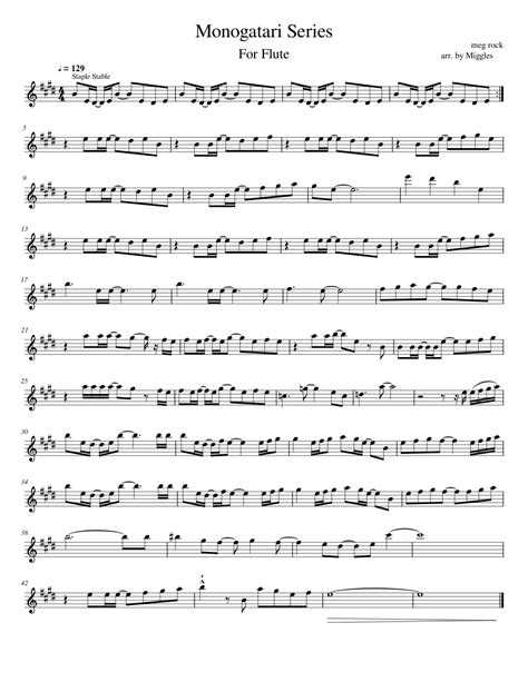 monogatari series music for flute wip sheet music for flute solo