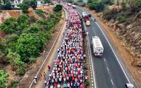 Thousands Of Farmers March Towards Mumbai With List Of Demands Rediff