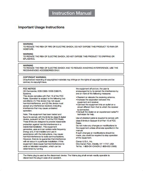 Free 7 Sample Instruction Manual Templates In Pdf