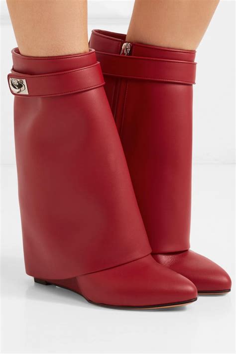 Givenchy Womens Shark Lock Leather Boots Red Red Boots Renza Weddings