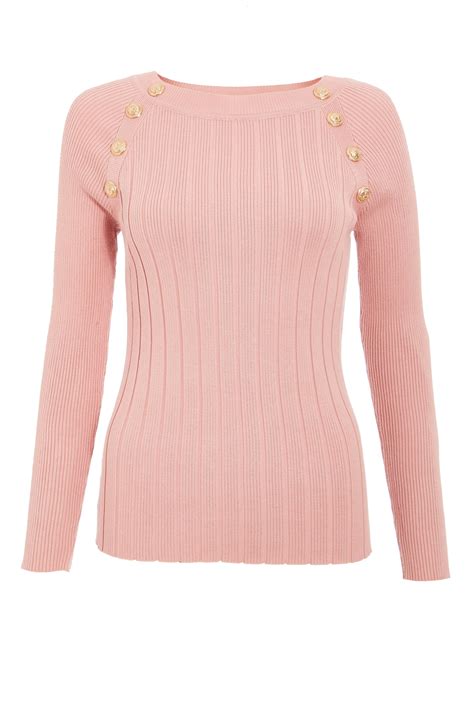Pink Button Detail Top Quiz Clothing