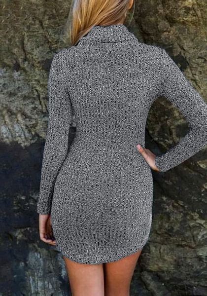 Grey Turtleneck Sweater Dress Lookbook Store