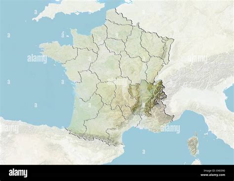 France And The Region Of Rhone Alpes Relief Map Stock Photo Alamy