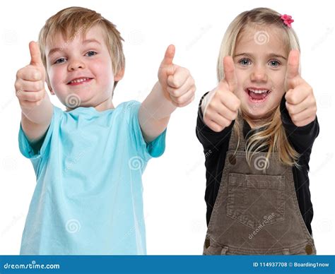 Children Kids Happy Smiling Success Successful Winner Thumbs Up Stock