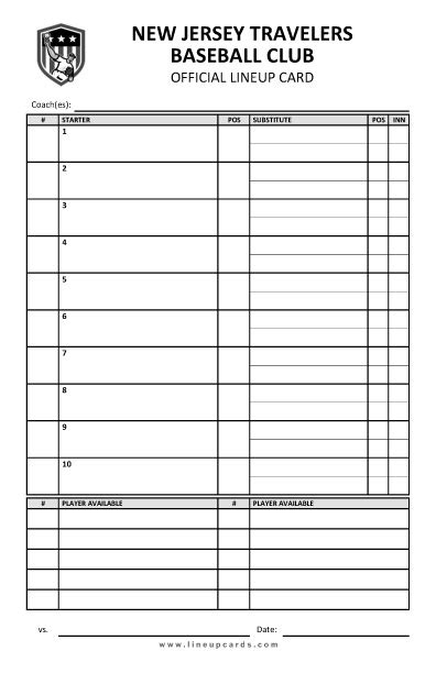 Your free baseball coaching resource since 2000. Custom Travel Baseball Lineup Cards | 4-Part Lineup Cards with Team Name and Logo