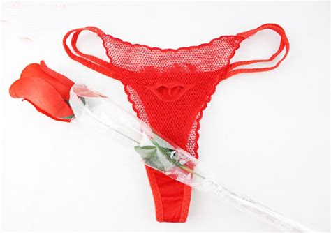 Valentine Rose Thongs T Pack For Wife Sexy Red Flower Thongs Lace Panties G String T Back