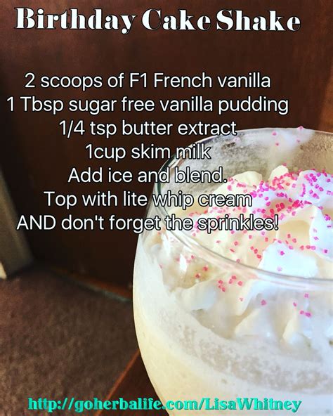 Place the protein powder, sweetener, coconut flour, coconut oil and water in a bowl; Birthday cake shake | Herbalife shake recipes, Protein drink recipes, Protein shake recipes