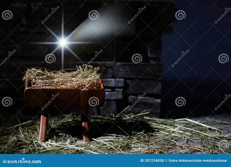 Birth Of Jesus Christmas Nativity Scene Manager And Star Royalty Free Stock Image