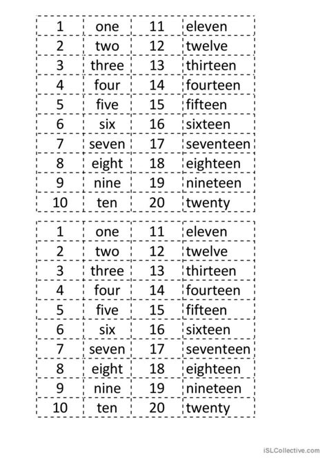 Numbers 1 20 English Esl Worksheets Pdf And Doc