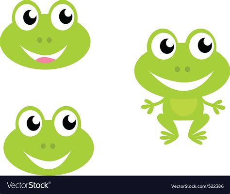 Cute Green Cartoon Frog Icons Royalty Free Vector Image