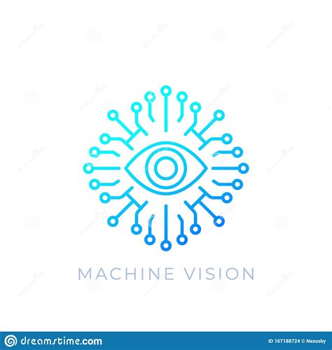 Machine Vision Ai Concept Vector Line Icon Stock Vector