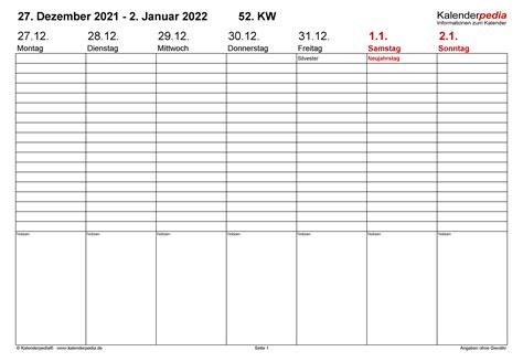 Wochenkalender 2022 Als Excel Vorlagen Zum Ausdrucken