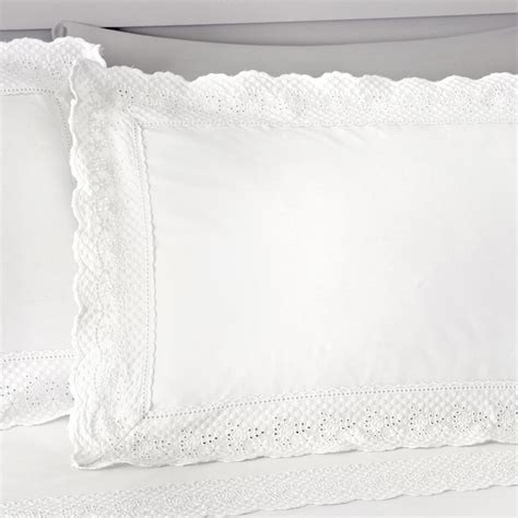 White Duvet Covers Lace Trim Scalloped Plain Vintage Quilt Cover