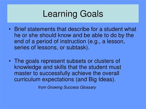 Ppt Big Ideas Learning Goals And Success Criteria Powerpoint