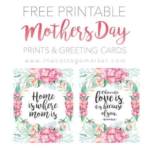 Mother's day cards to print. Free Printable Mother's Day Prints and Cards | The Cottage Market