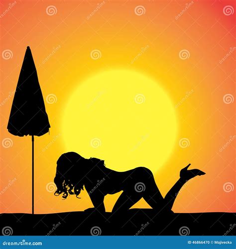 Vector Silhouette Of A Woman Stock Vector Illustration Of Parasol
