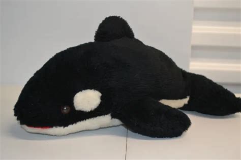 Seaworld Vintage Shamu Orca Killer Whale Plush Stuff Toy Black 16