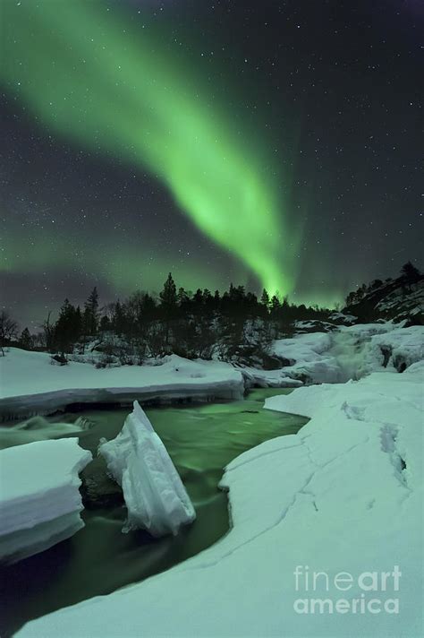 Aurora Borealis Over A Frozen Tennevik Photograph By Arild Heitmann