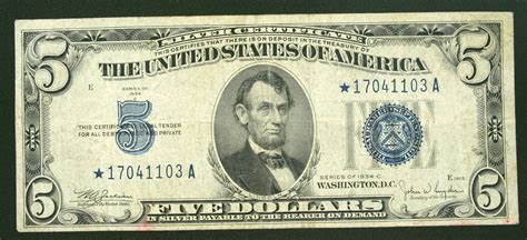 Five Dollar Star Note Washington Dc 5 Dollar Bill Federal Reserve