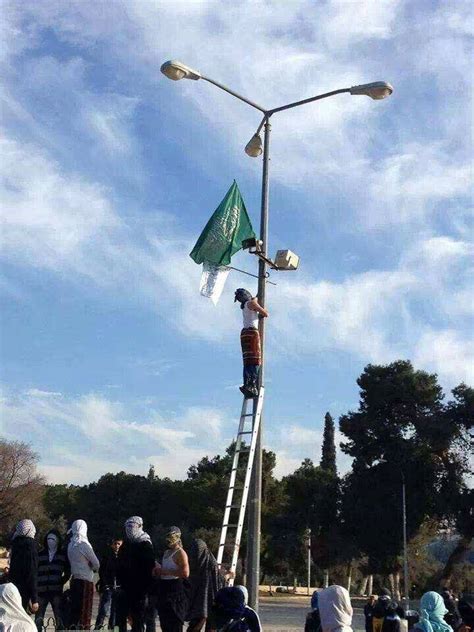 I saw it several times in tv reports during the campaign for the palestinian elections. Temple Mount: Israeli flag, banned - Hamas flag, permitted ...