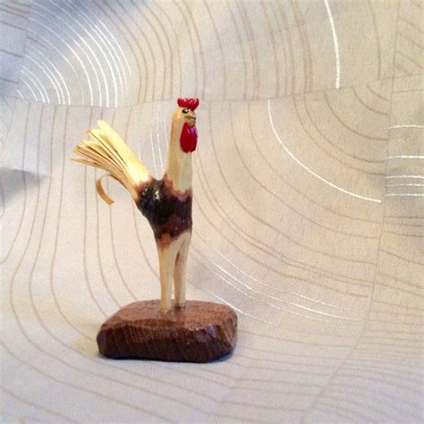 Carved Roosterfrom Twig Chicken Whittled From Branch Hand Etsy